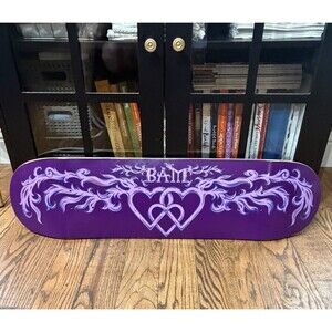Rare Bam Margera Pink And Purple Heartagram Skateboard Size 8.0